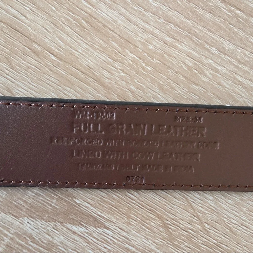 Men's Black Full Grain Leather Dress Belt Size 38 – Classic Brass Buckle